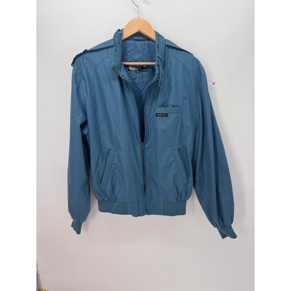 Vintage Members Only Jacket Mens US M Size 40 Teal Blue 80s 90s Bomber Retro EU